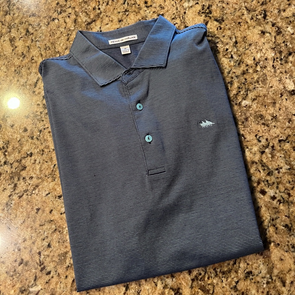 Peter Millar Navy Striped Polo Shirt